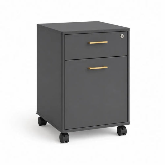 Caisson de bureau mobile verrouillable à 2 tiroirs en acier gris anthracite, 40 × 45 × 65 cm